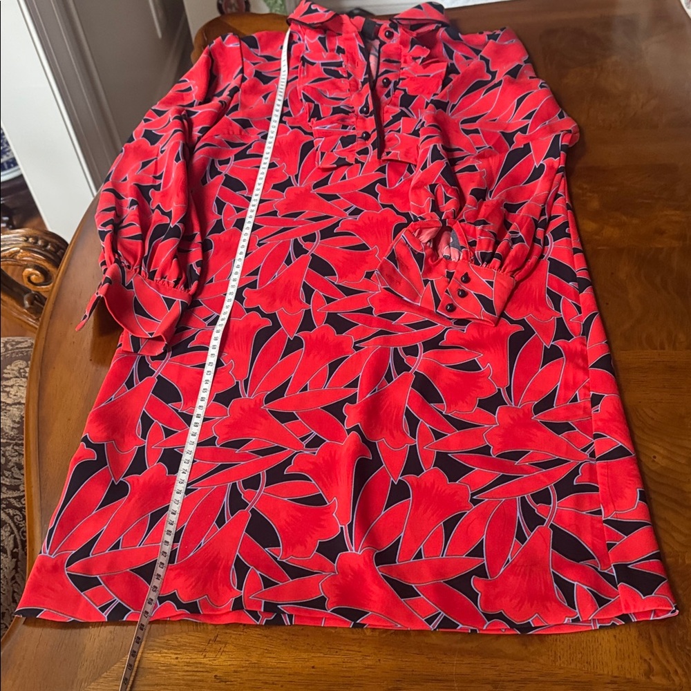 NWOT New Ann Taylor Vibrant Red and Black Long Sleeve Dress - Picture 6 of 8